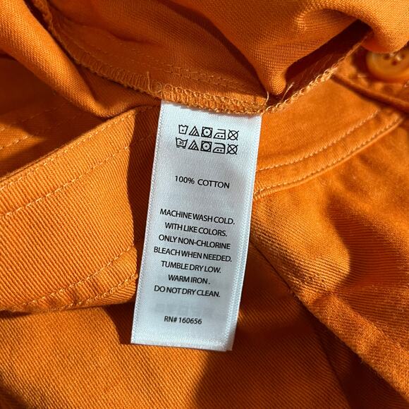 H/G By Collection Pants Womens Small Orange Cotton Trousers Buttons Vacation - Picture 7 of 10